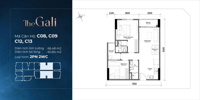 layout can ho 2pn 66m2 thap the gali khai hoan prime