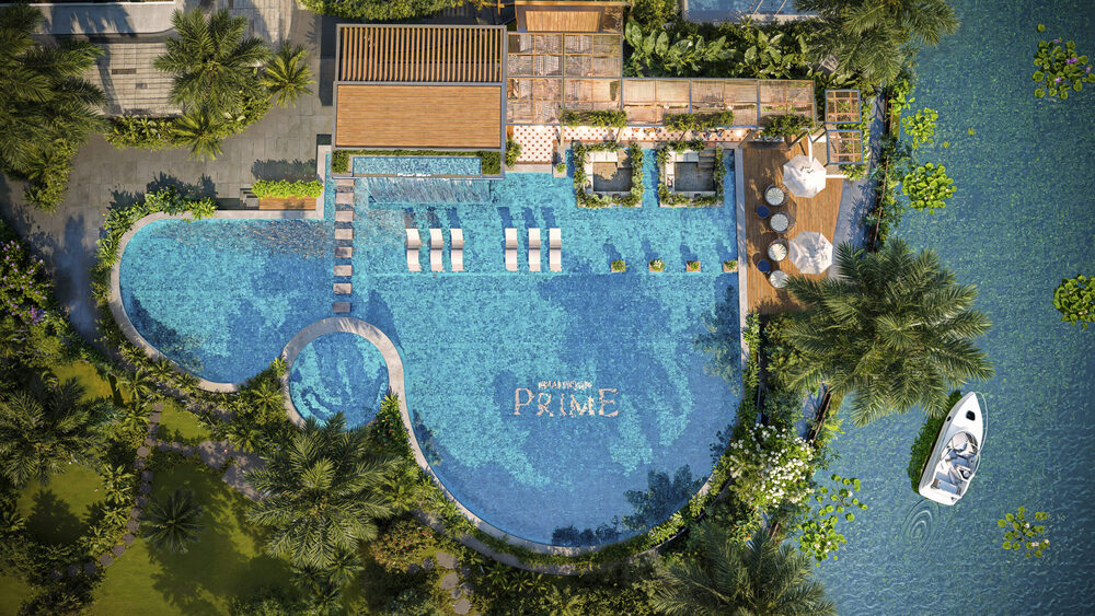Toàn cảnh dự án Khải Hoàn Prime quần thể 19.730 m² mới nhất 4 Hồ bơi muối khoáng rộng gần 800 m² mang lại liệu pháp thủy trị liệu chăm sóc sức khỏe đỉnh cao ngay thềm nhà.