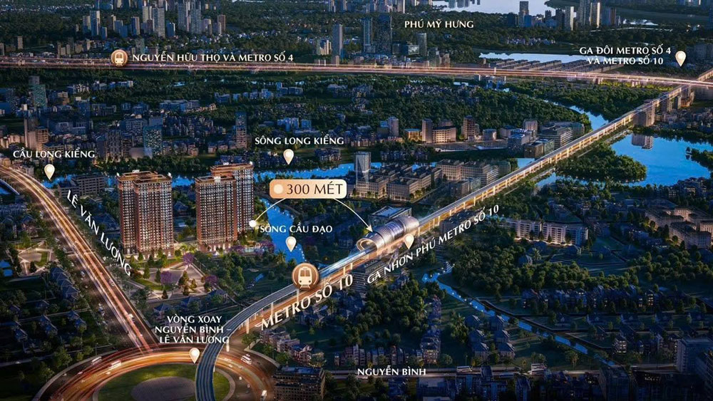 Sở hữu căn hộ chuẩn TOD khoảng cách 300m đến ga Metro số 10 Khải Hoàn Prime 3 Metro số 10 Khải Hoàn Prime giúp cư dân mở rộng kết nối đến nhiều khu vực